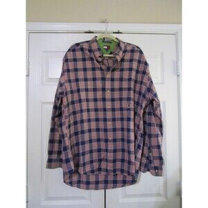 Tommy Hilfiger Mens Button Down Shirt XL Red Blue Plaid Long Sleeve Casual
